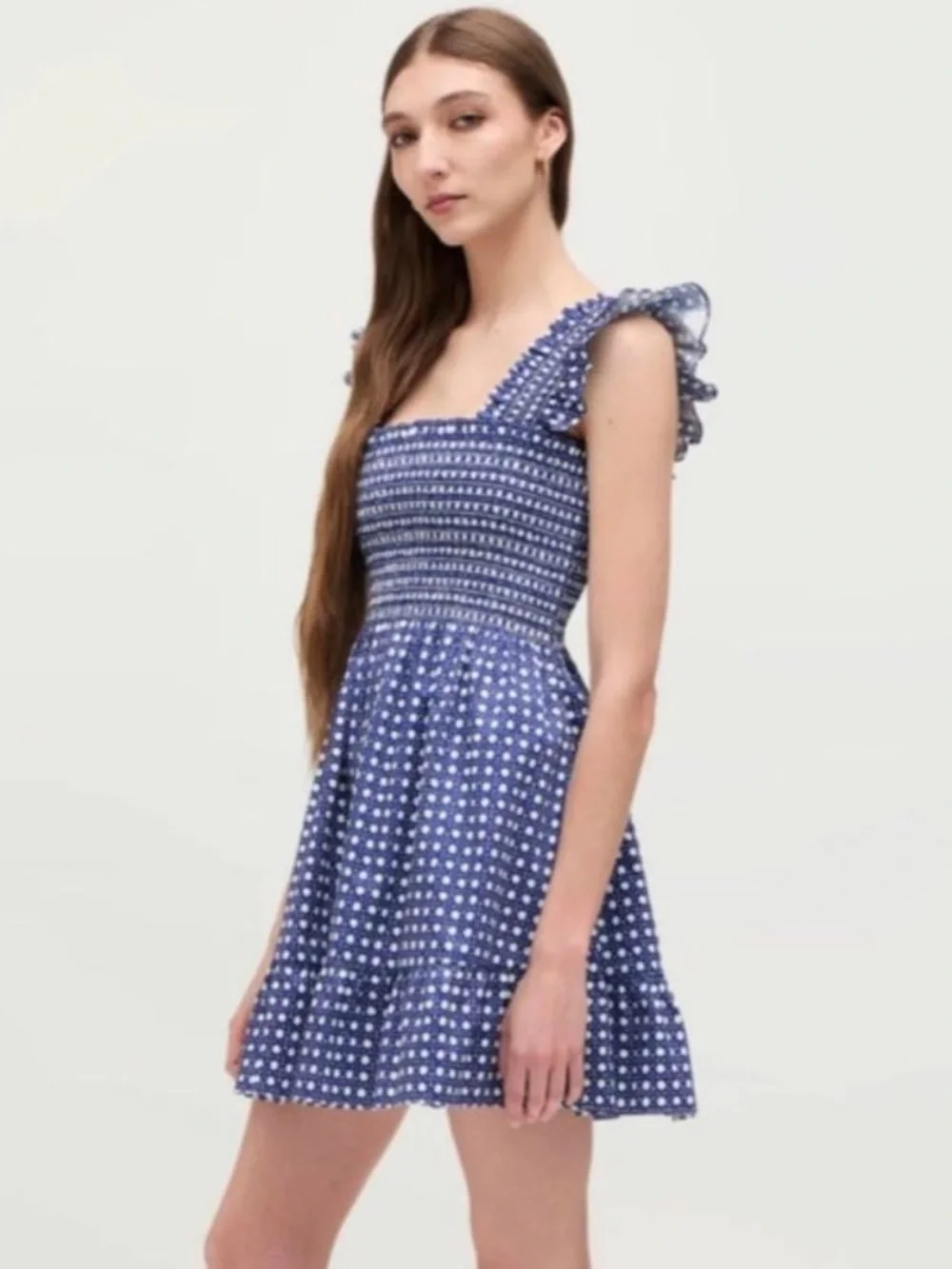 NWT Hill House The Elizabeth Nap Mini Dress in Blue Basket Weave size XXS - Picture 2 of 12